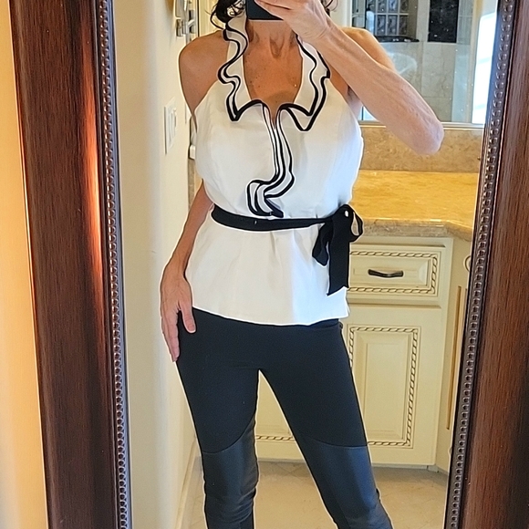 *White House Black Market Chiffon-style halter top, Sz 8 - Picture 6 of 16